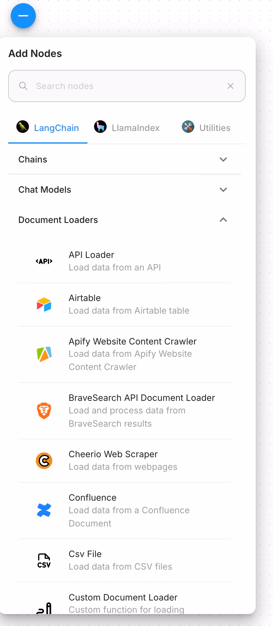 Flowise Add Nodes Interface Ui
